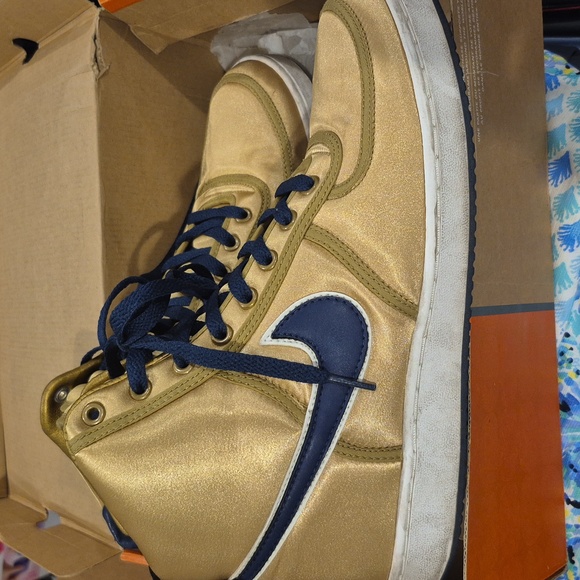 Nike Gold and Navy High-Top Sneakers - Picture 1 of 5